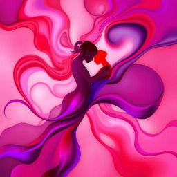 A vibrant and mesmerizing abstract representation of passion, featuring flowing shapes and dynamic colors intertwining in a dance of energy