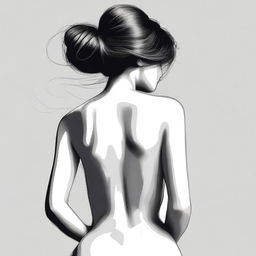 A high-quality digital art piece featuring an elegant figure from behind, tastefully showcasing the curves and contours of the human form