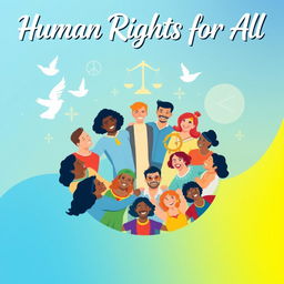 A visually striking and inspirational poster illustrating the theme of Human Rights as outlined in the 1987 Constitution