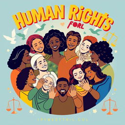 A visually striking and inspirational poster illustrating the theme of Human Rights as outlined in the 1987 Constitution