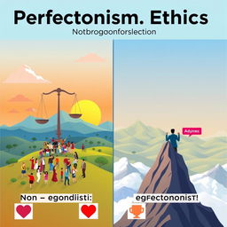 A digital poster illustrating the concepts of non-egoistic perfectionism and egoistic perfectionism