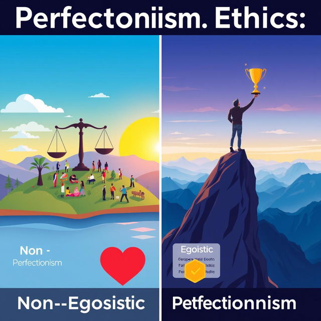 A digital poster illustrating the concepts of non-egoistic perfectionism and egoistic perfectionism