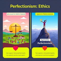 A digital poster illustrating the concepts of non-egoistic perfectionism and egoistic perfectionism