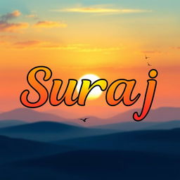 A creative and vibrant representation of the name "Suraj" displayed in an artistic font