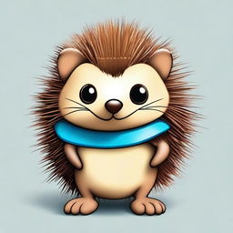 A high-quality digital art image of a blind brown hedgehog