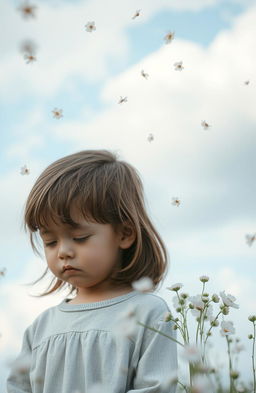 A young boy standing beside a girl, both displaying expressions of sadness