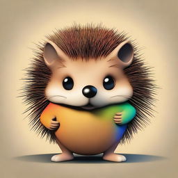 A high-quality digital art image of a blind brown hedgehog