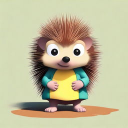 A high-quality digital art image of a blind brown hedgehog