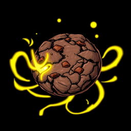 A hand-drawn style illustration of a dark chocolate cookie, depicted as an item that drains yellow energy
