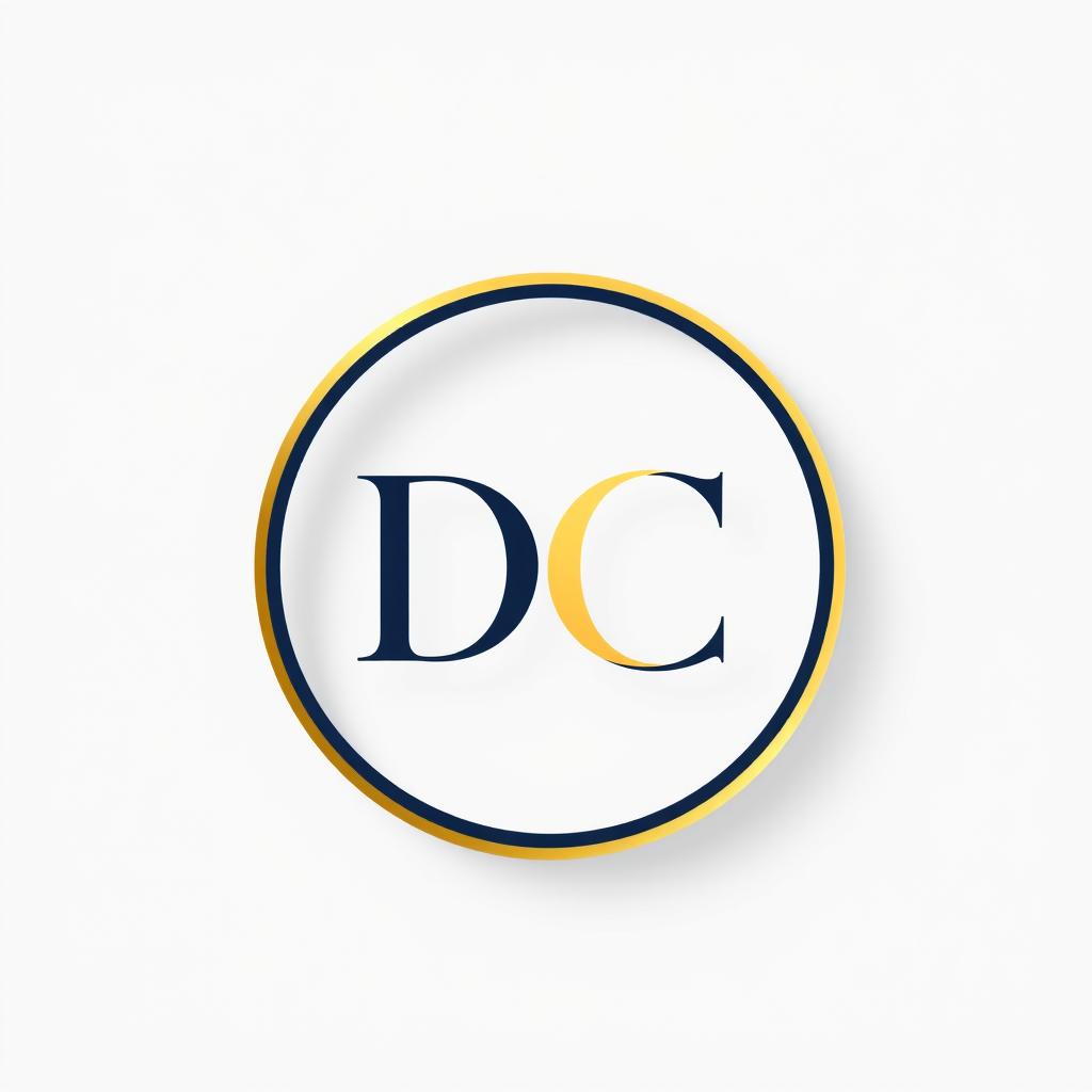 A sleek and modern circular logo design featuring the letters "D C" prominently in the center
