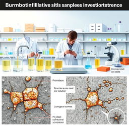 A detailed scientific illustration depicting the investigation of bromide ion effects on the corrosion of stainless steels