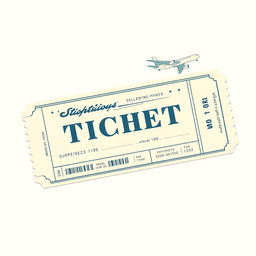 An illustration of a vintage flight ticket, depicting a classic airline design from the mid-20th century