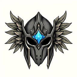 A hand-drawn style illustration of a helmet designed for the game League of Legends