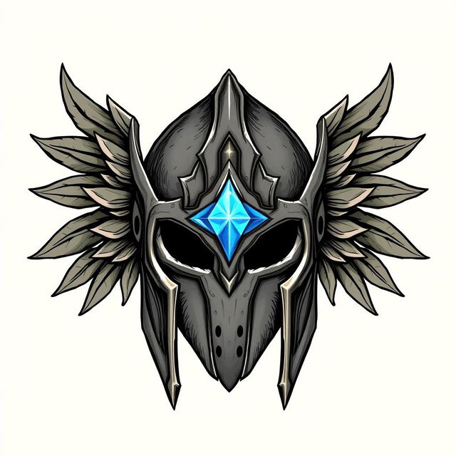 A hand-drawn style illustration of a helmet designed for the game League of Legends