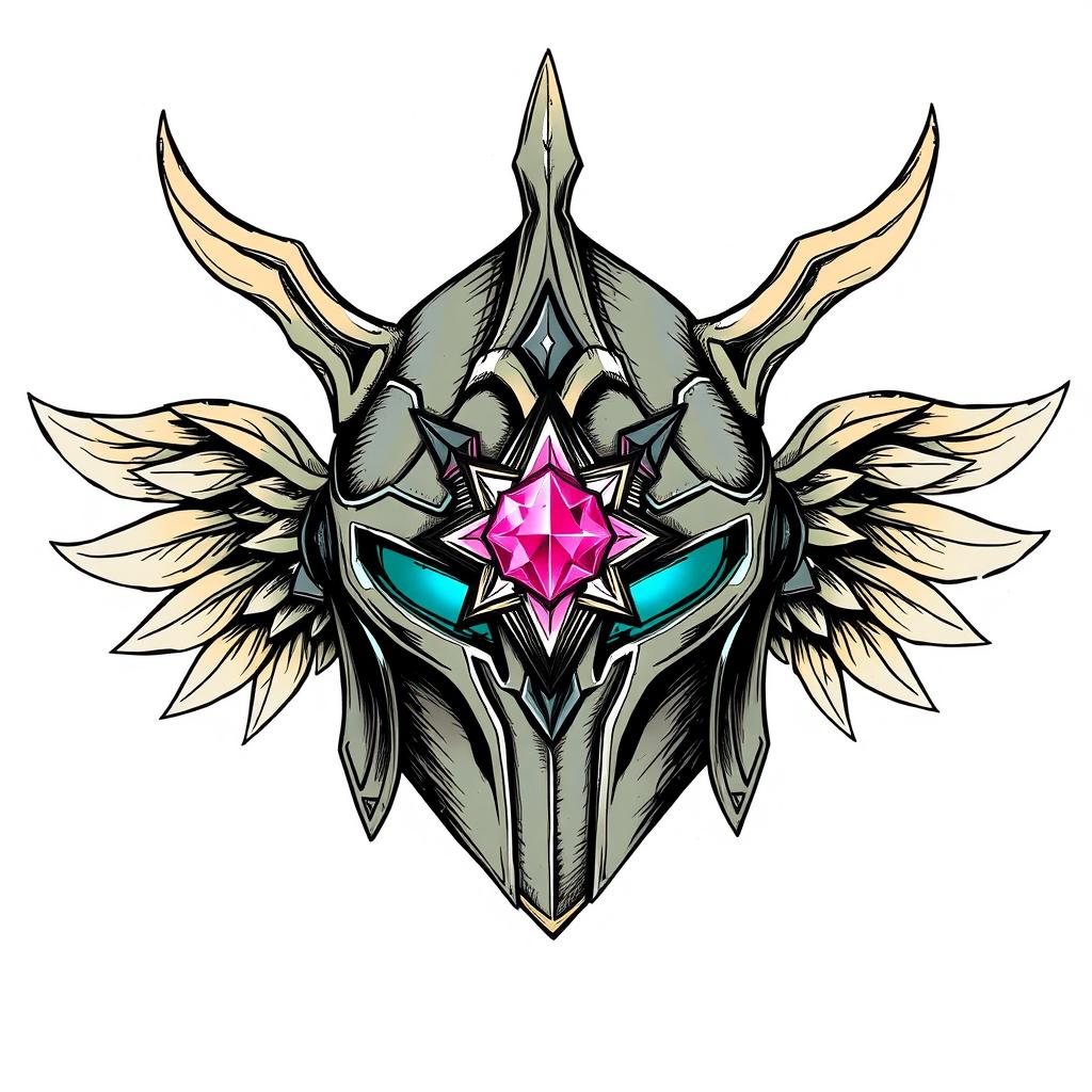 A hand-drawn style illustration of a helmet designed for the game League of Legends