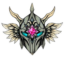 A hand-drawn style illustration of a helmet designed for the game League of Legends