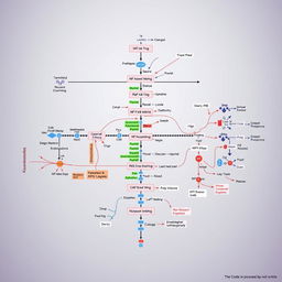 An intricate diagram illustrating the NF-kB pathway specifically in rheumatoid arthritis