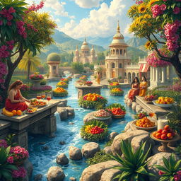 A vibrant and idyllic paradise free from all pain and suffering, where the inhabitants live in peace and constant tranquility