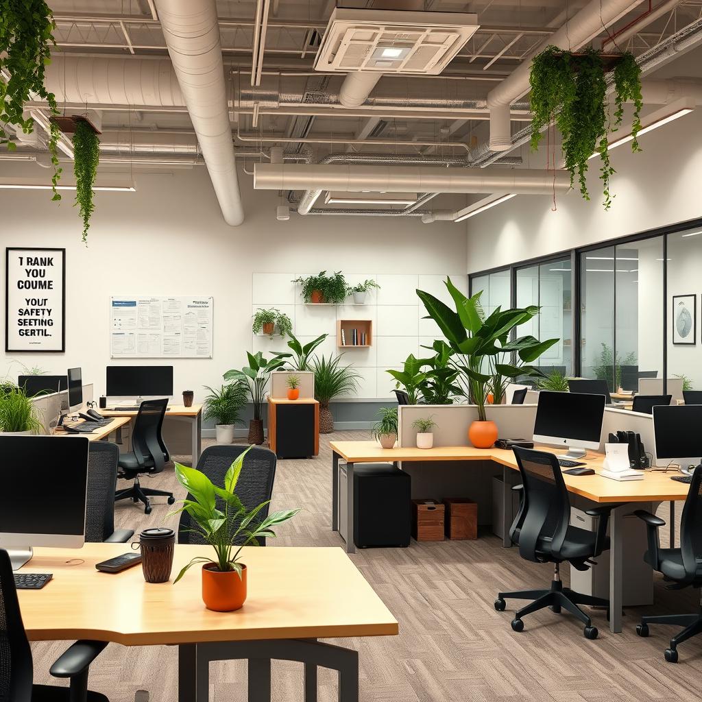 A serene and organized office space designed for productivity and comfort
