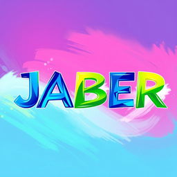 A vibrant and colorful artistic representation of the name 'JABER', with the letters designed in a dynamic and fluid style, incorporating bright colors like blue, green, and yellow