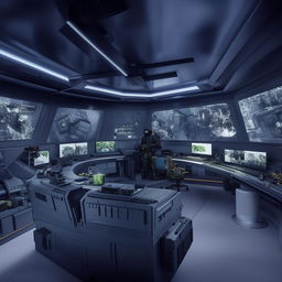 futuristic SWAT commander's office based on https://files.dreamhome.software/files/static/36604