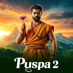 A visually stunning poster for a fictional movie titled 'Puspa 2'