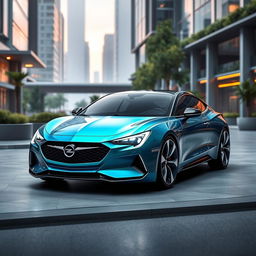 A futuristic depiction of an Opel Monza set in the year 2026, showcasing its sleek and modern styling