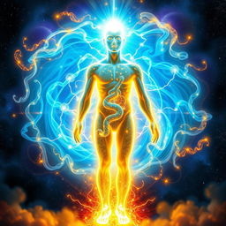 A vibrant, visually stunning representation of a positively charged body, glowing with energy