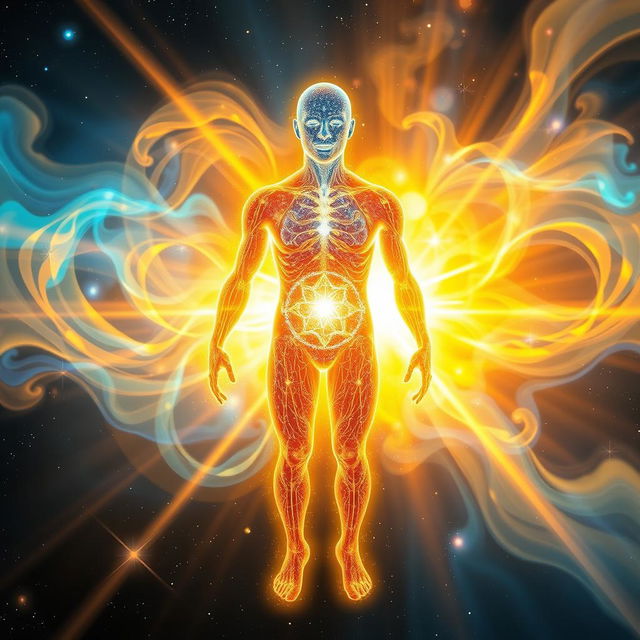 A vibrant, visually stunning representation of a positively charged body, glowing with energy