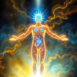 A vibrant, visually stunning representation of a positively charged body, glowing with energy