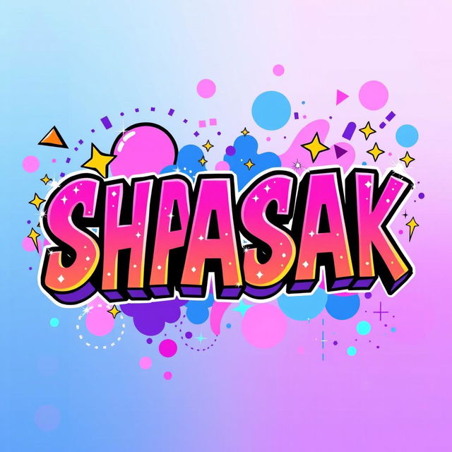 A vibrant and colorful digital artwork featuring the name 'SHASAK' in bold, creative typography