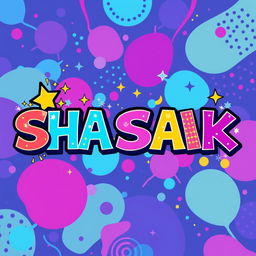 A vibrant and colorful digital artwork featuring the name 'SHASAK' in bold, creative typography