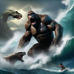 A high-resolution digital art piece captures an epic prehistoric ocean scene