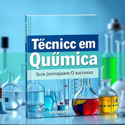 A visually appealing e-book cover for "Técnico em Química: Sua Jornada para o Sucesso"