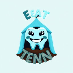 A playful and creative graphic design concept featuring a cheerful tooth tent