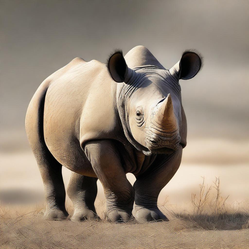 This is a high-quality digital art image of an adult black rhino