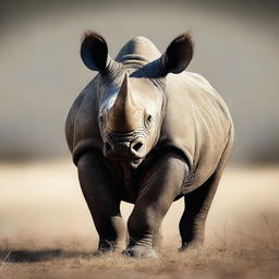 This is a high-quality digital art image of an adult black rhino