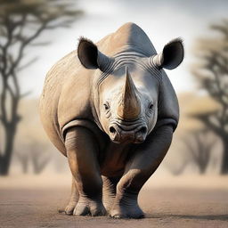 This is a high-quality digital art image of an adult black rhino