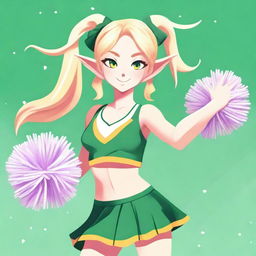 This is a high-quality digital art image of a blond elvish high school cheerleader