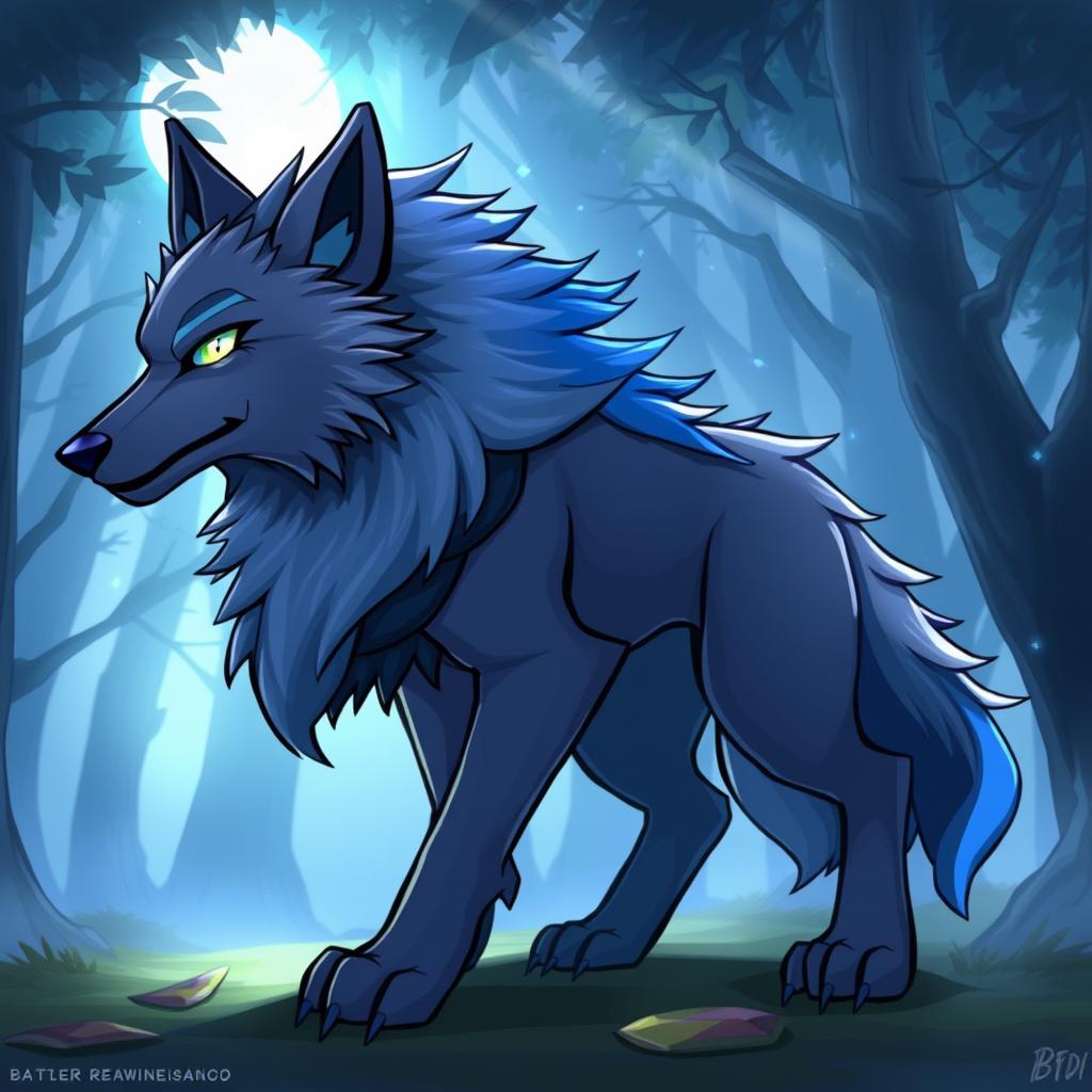 Teardrop from BFDI (Battle for Dream Island) depicted transforming into a majestic wolf