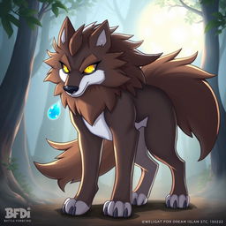 Teardrop from BFDI (Battle for Dream Island) depicted transforming into a majestic wolf