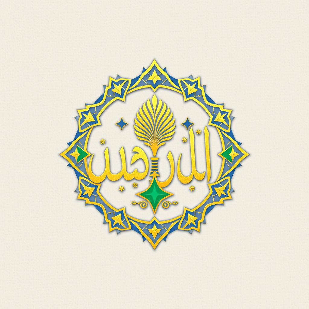 A beautifully designed Arabic logo featuring elegant calligraphy and intricate geometric patterns