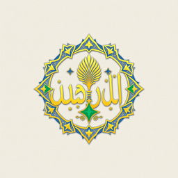 A beautifully designed Arabic logo featuring elegant calligraphy and intricate geometric patterns