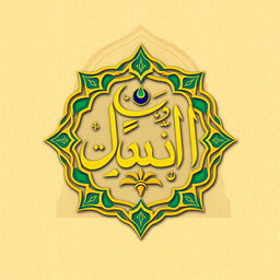 A beautifully designed Arabic logo featuring elegant calligraphy and intricate geometric patterns