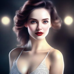 A high-quality digital art image of a woman with fair skin