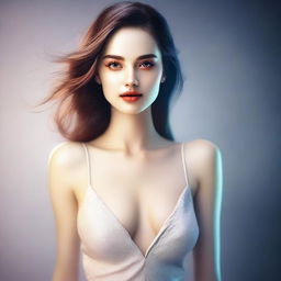 A high-quality digital art image of a woman with fair skin