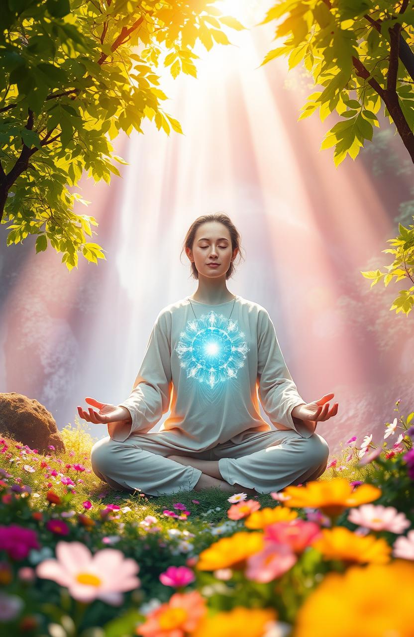 A vibrant and serene scene depicting the concept of spiritual awakening