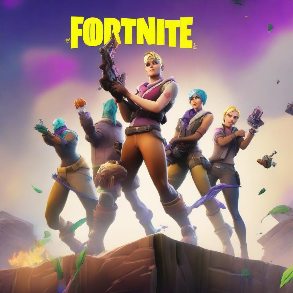 This digital art image showcases a triumphant moment from Fortnite