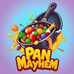 A vibrant and engaging game icon for a game titled 'Pan Mayhem'