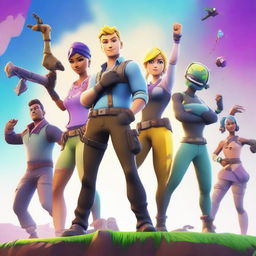 This digital art image showcases a triumphant moment from Fortnite